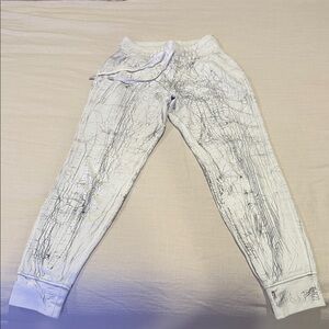 Lululemon White Joggers with Abstract Black Pattern
